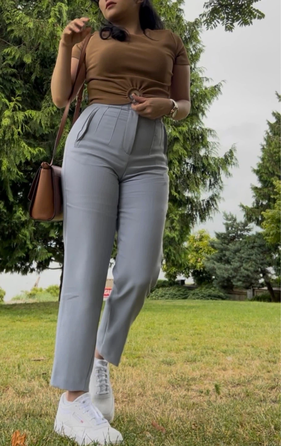 ZARA Light Blue High-Waisted Pleated Pants