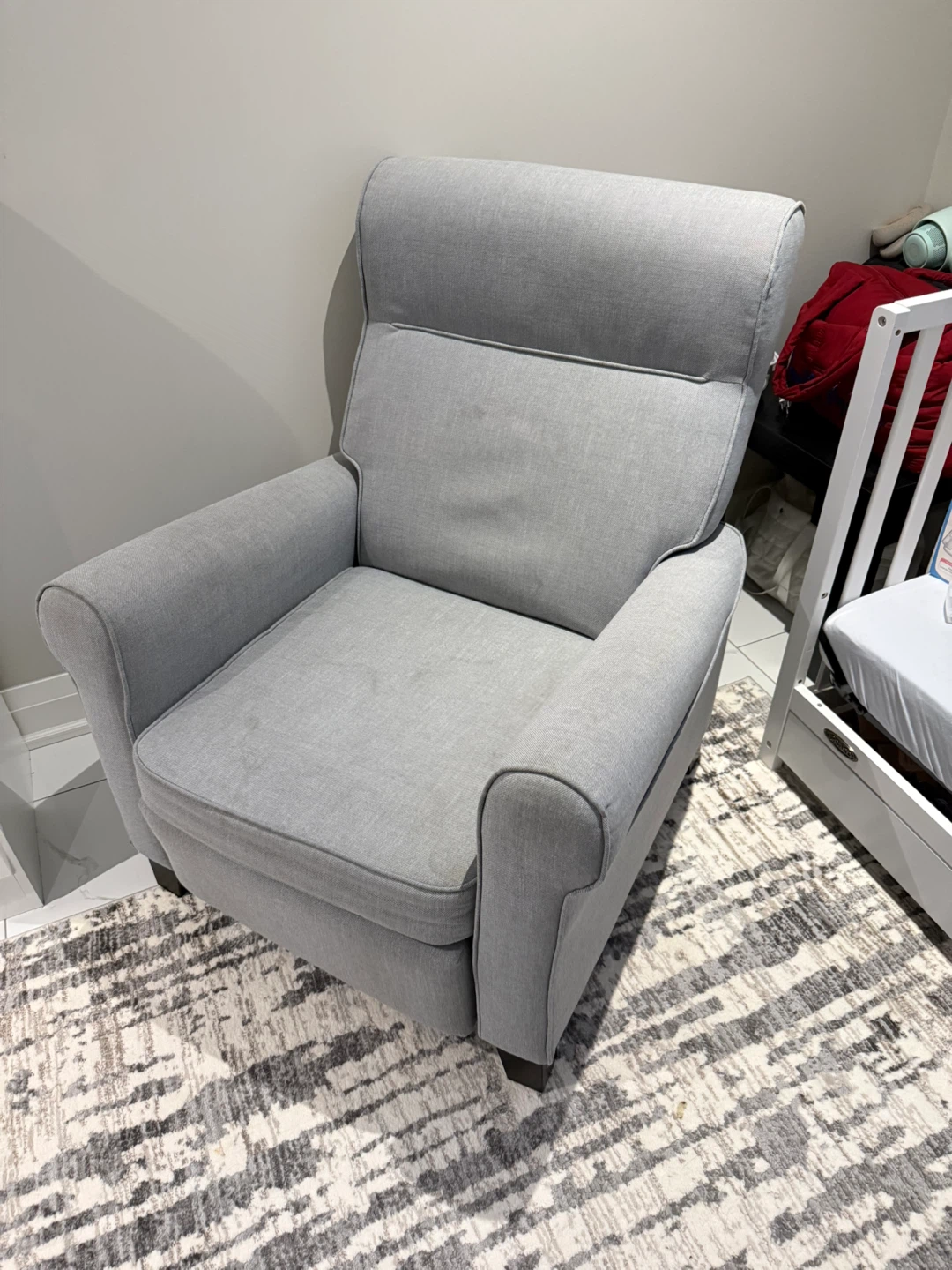 IKEA Muren Grey Upholstered Nursery Glider Recliner