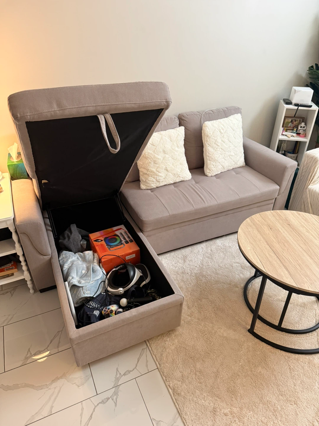 Sectional Sofa Bed with Storage Chaise - photo 2