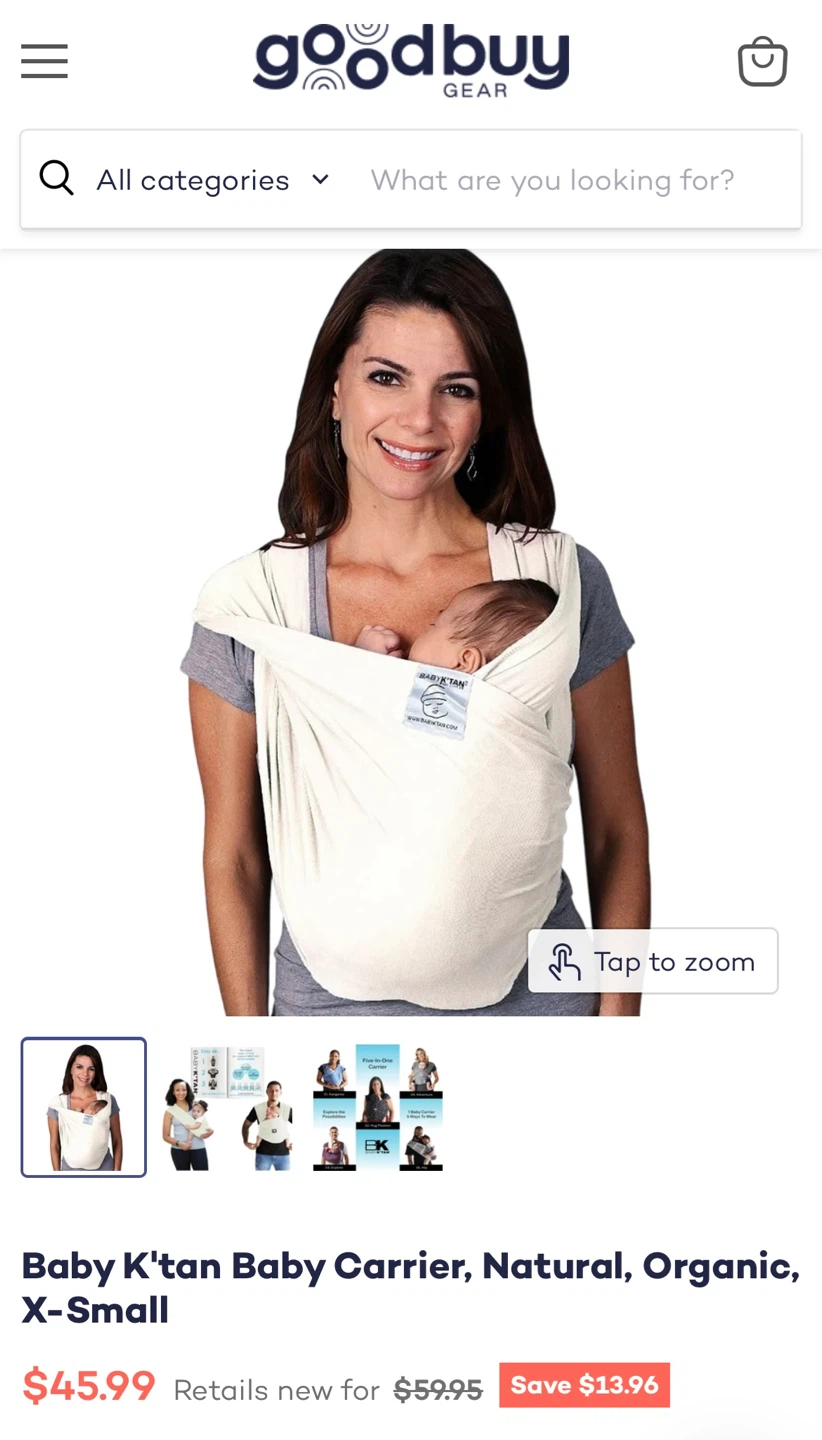 Baby K'tan Organic Baby Carrier - Natural - X-Small - photo 2