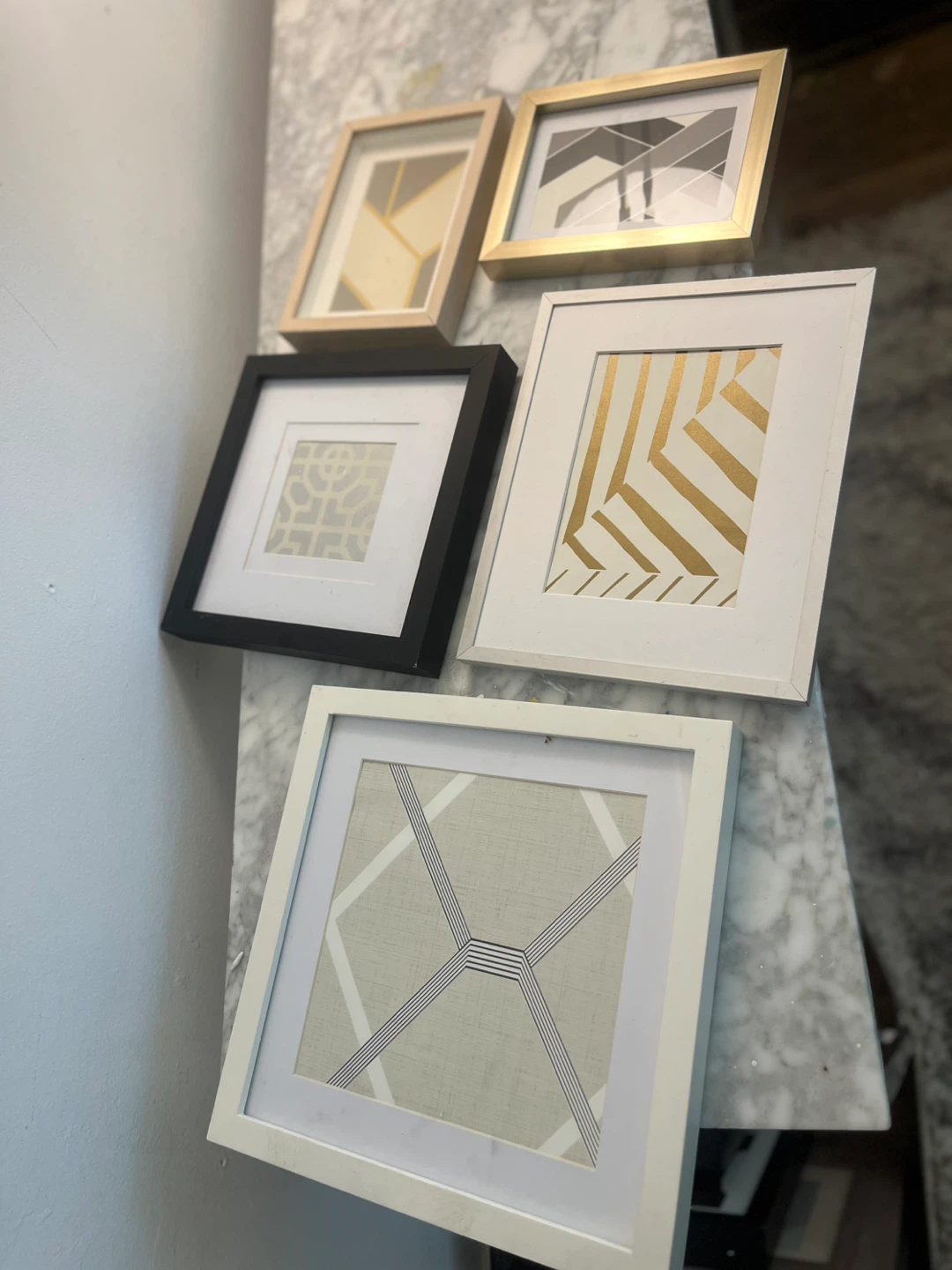 Set of 5 Framed Geometric Art Prints - photo 3