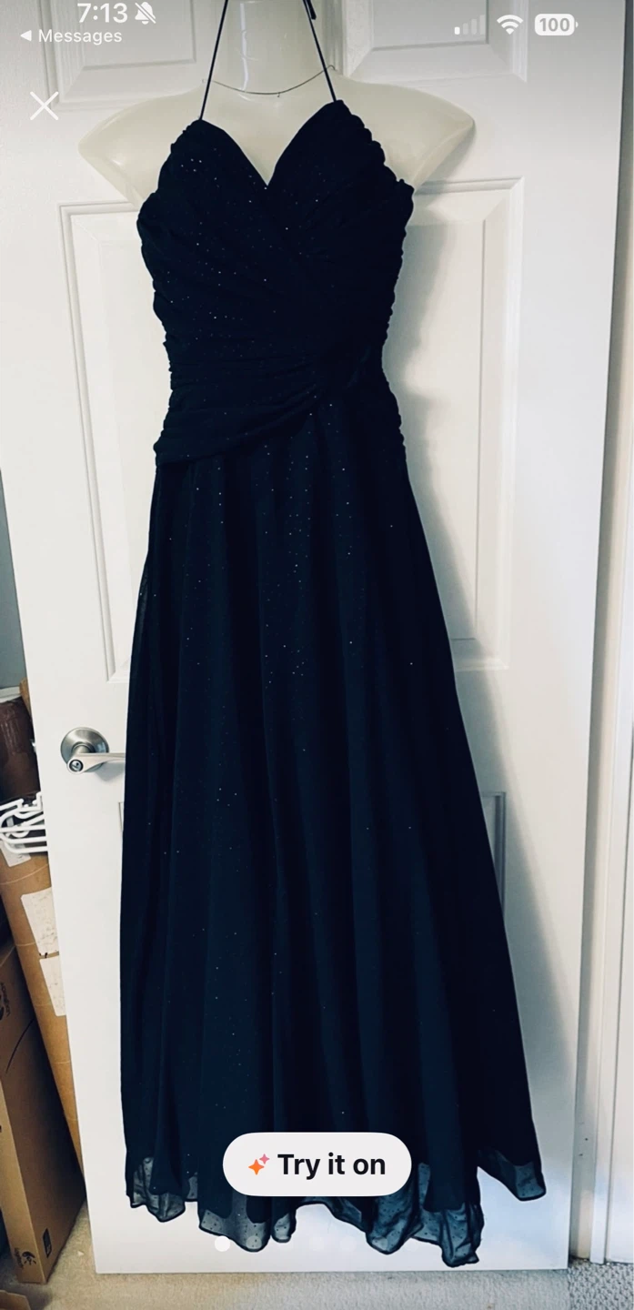 Forever Te Amo Black Sparkle Halter Gown