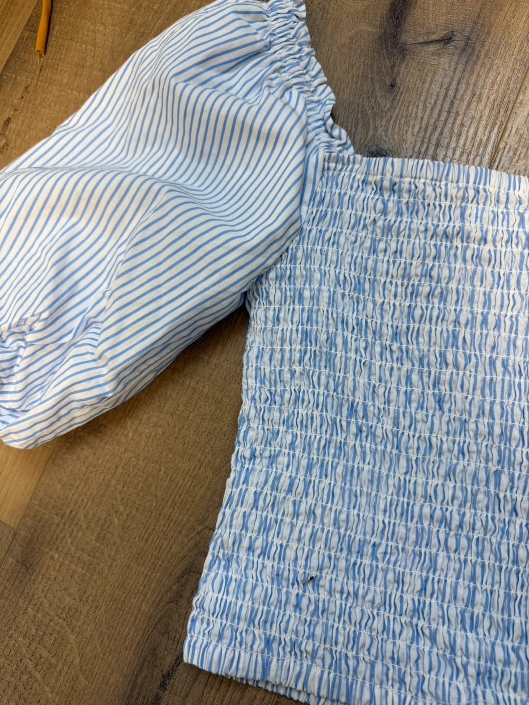 Steve Madden Blue and White Striped Smocked Top - photo 2