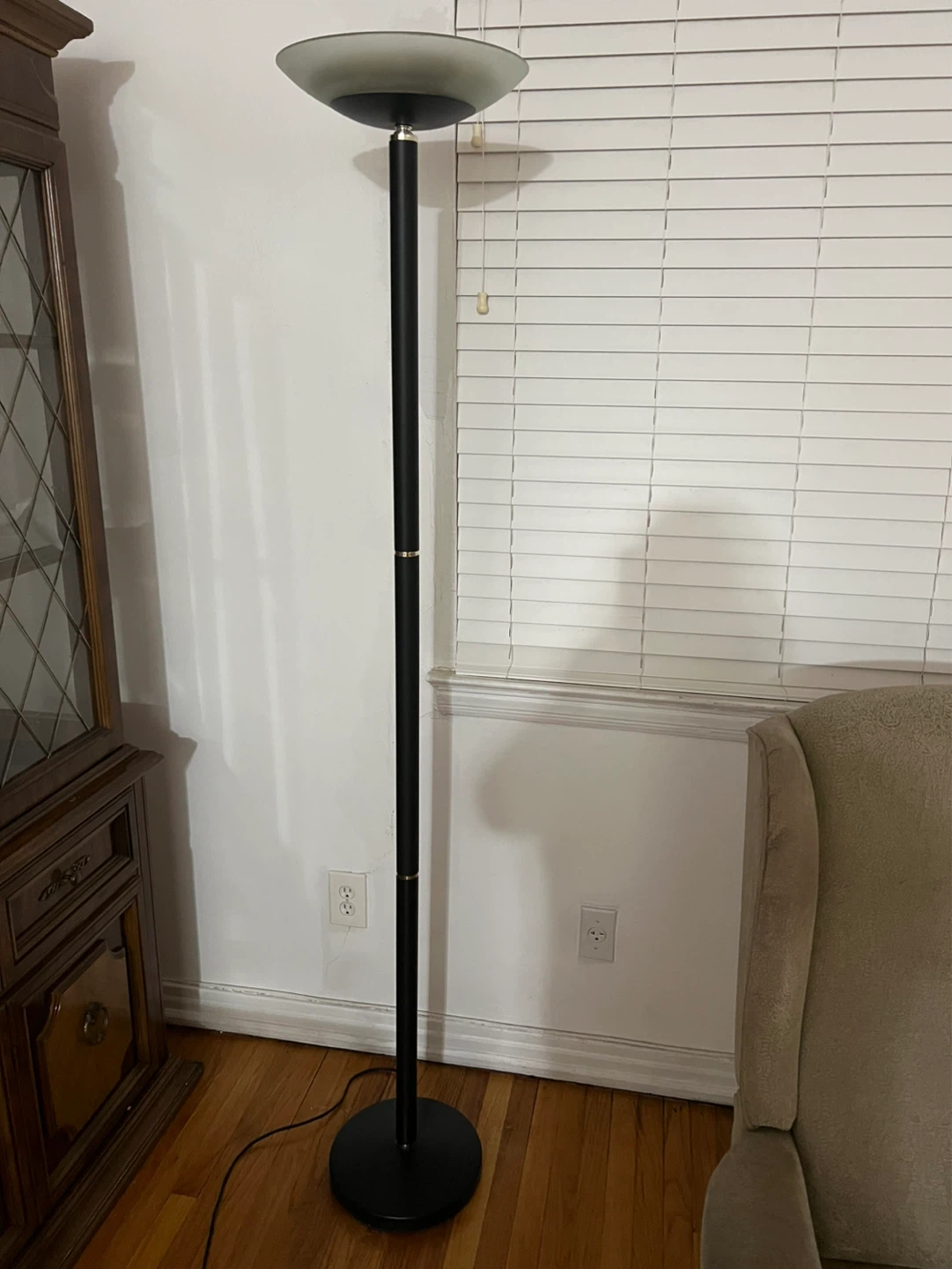 Rare retro Black Floor Lamp with Frosted Shade - photo 2