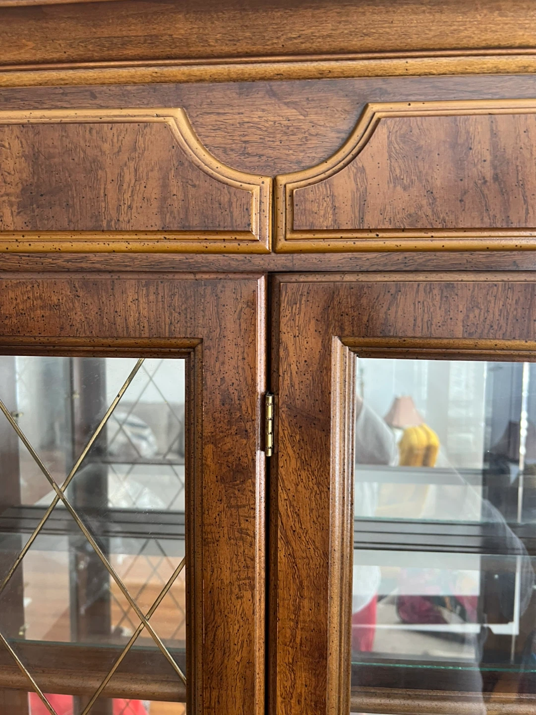 Vintage Wood China Cabinet with Glass Doors - photo 4