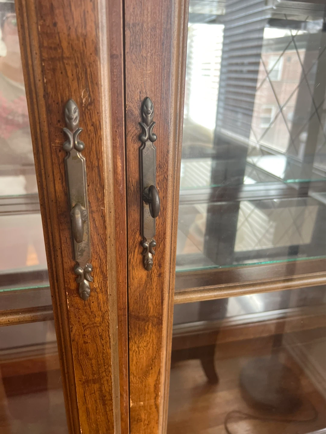Vintage Wood China Cabinet with Glass Doors - photo 5