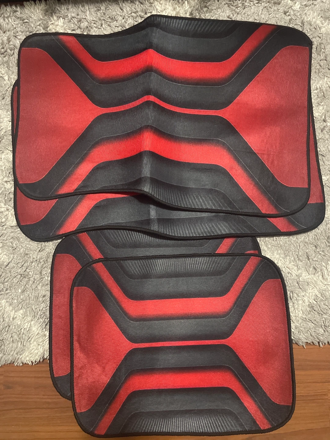 Set of 4 Red and Black Car Floor Mats