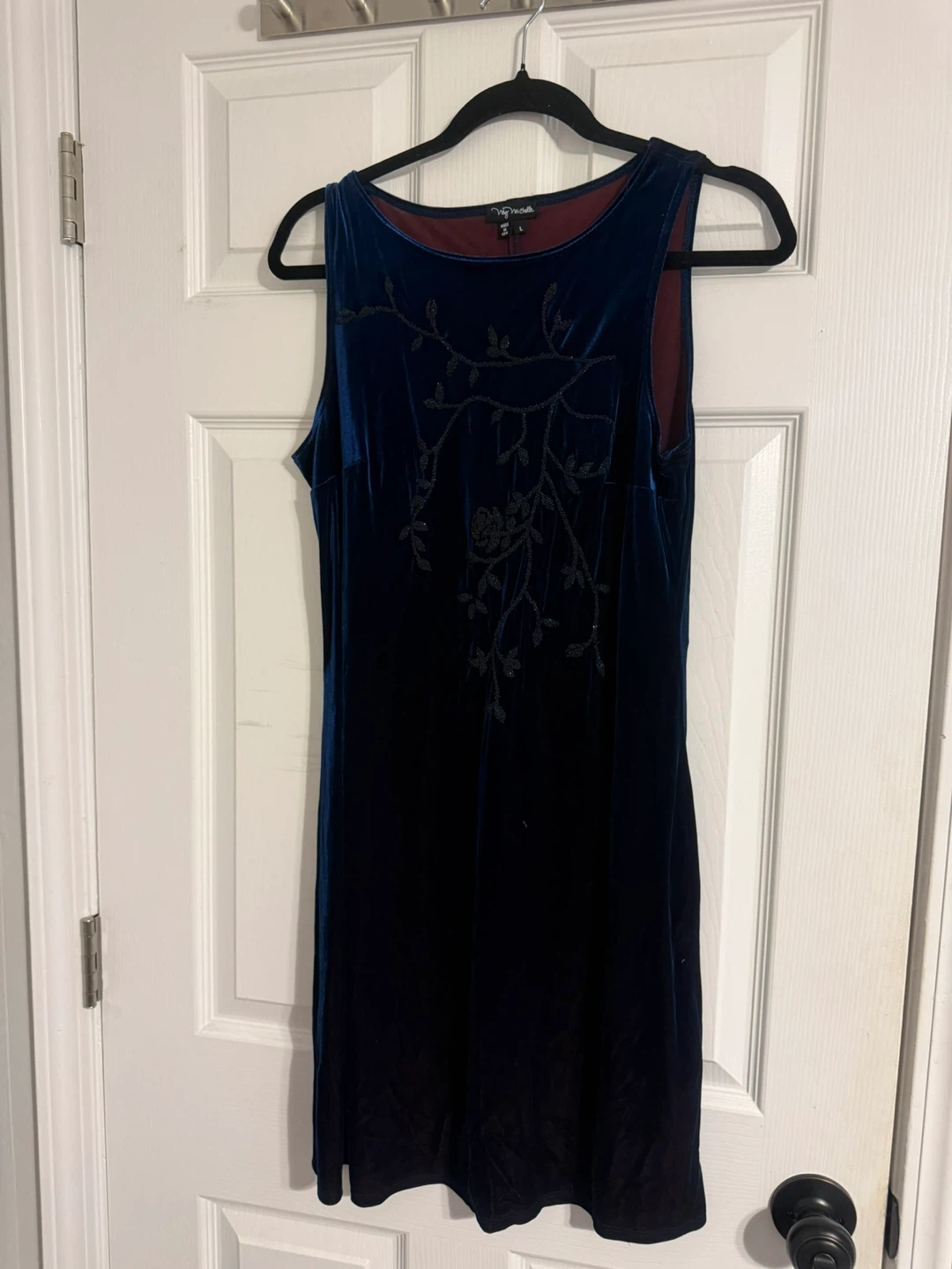 Nay Michelle Blue Velvet Beaded Dress