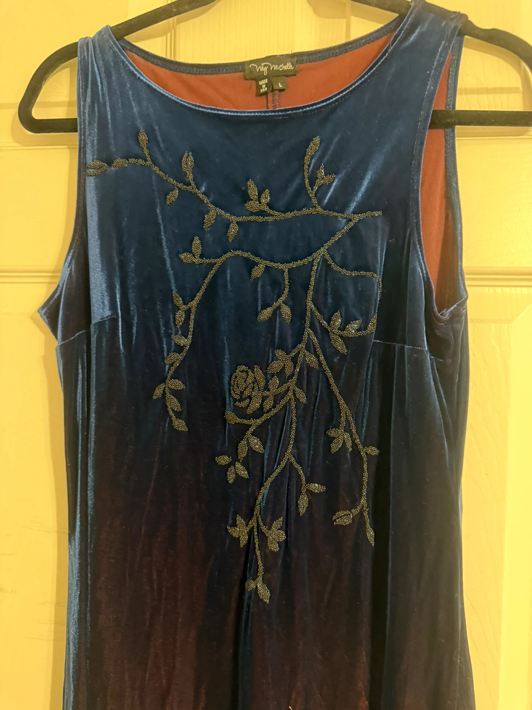 Nay Michelle Blue Velvet Beaded Dress - photo 3