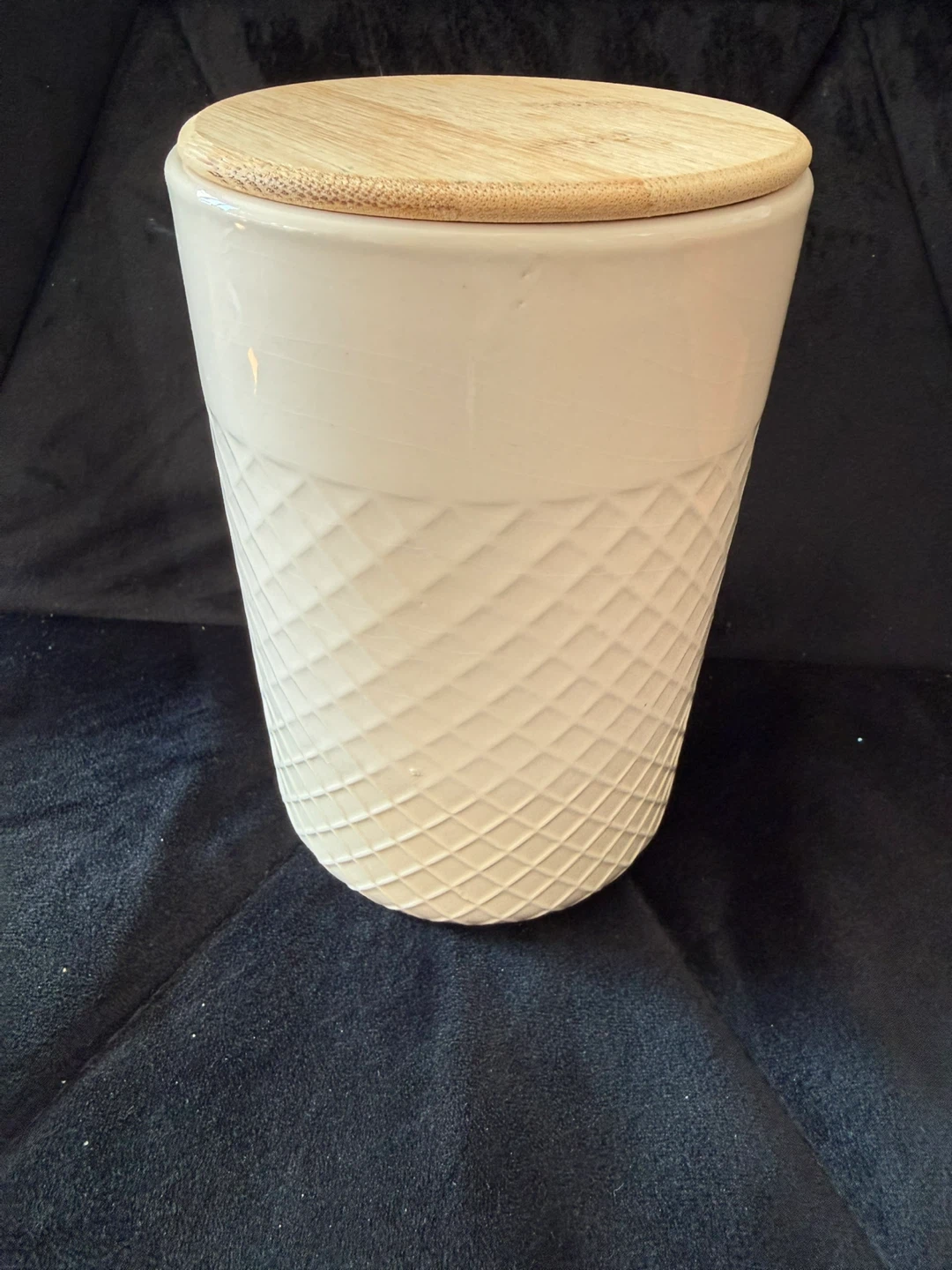 Cream Ceramic Canister with Bamboo Lid