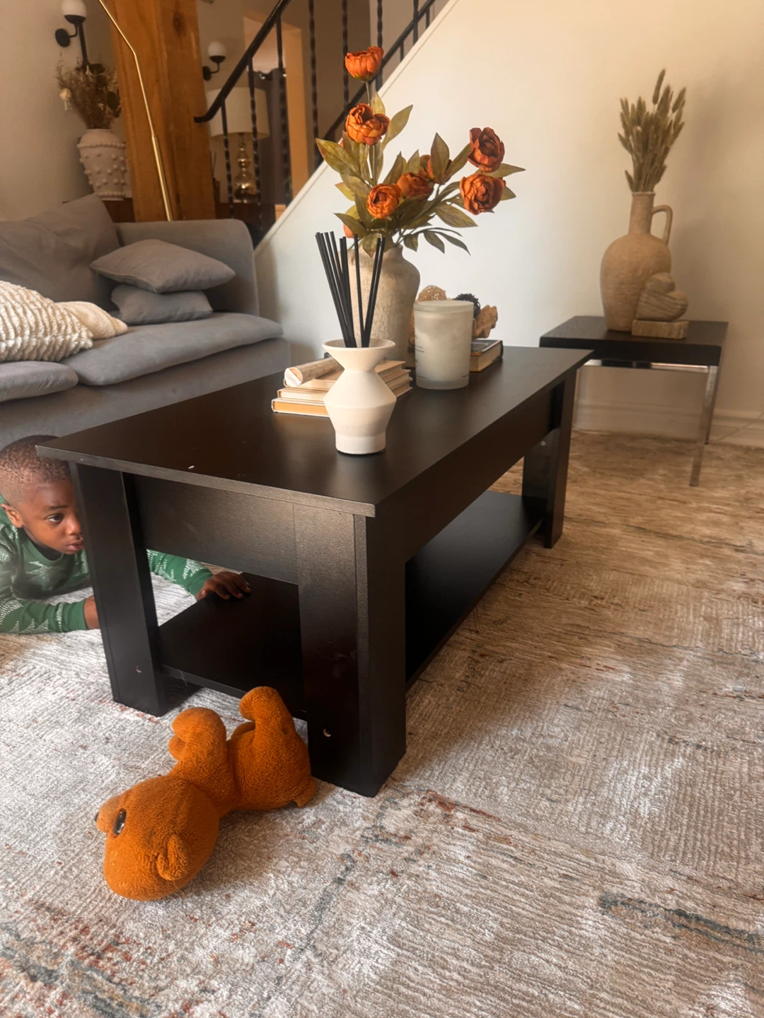 Black Coffee Table with Shelf