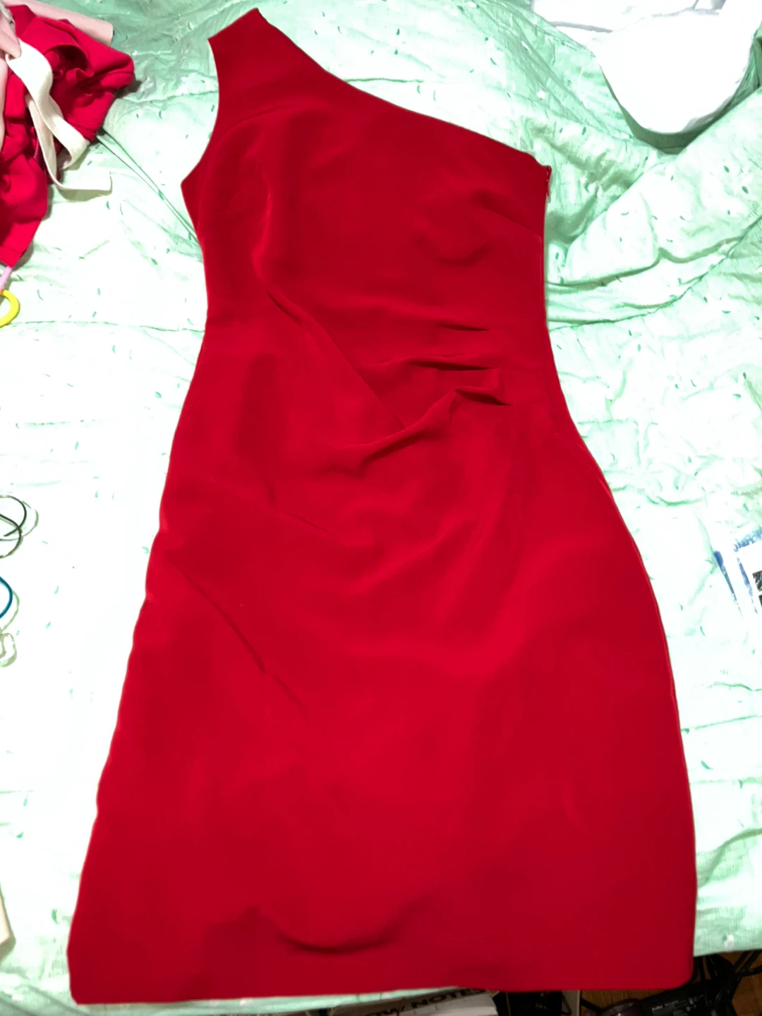 Oasis Red One-Shoulder Dress Size 16