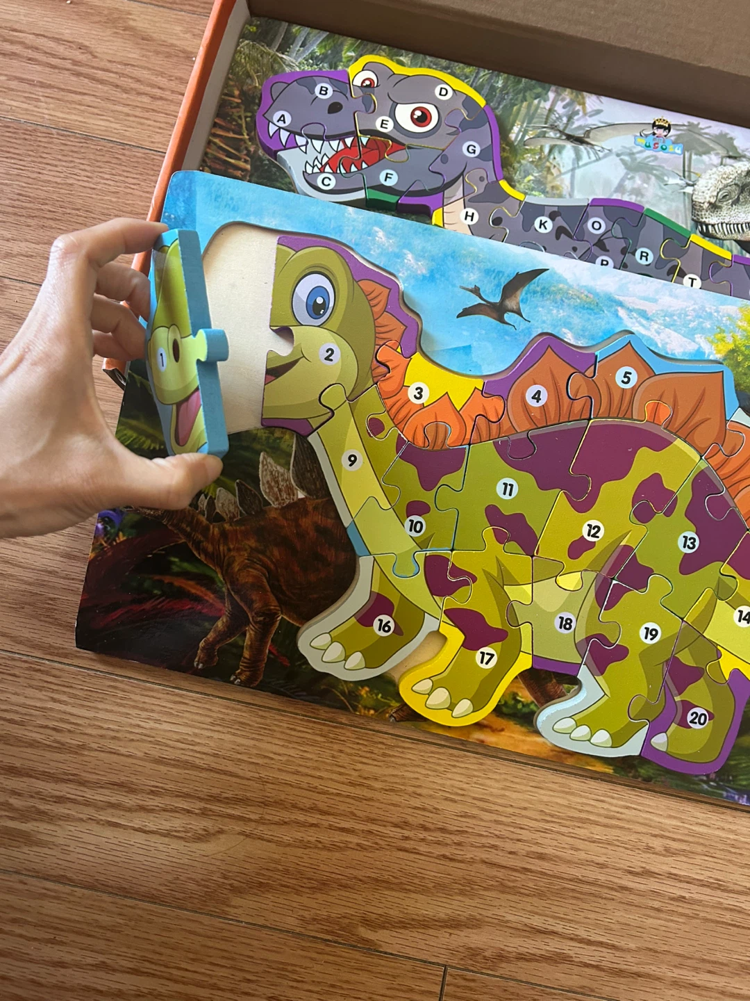 Brand New 2 in 1 Wooden Dinosaur Puzzles for Kids - photo 3