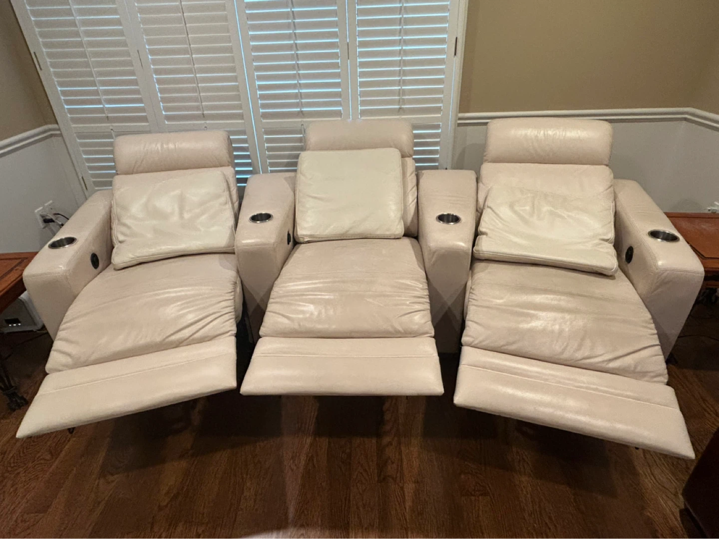 3-Seat Leather Reclining Home Theatre Seating Set - photo 2