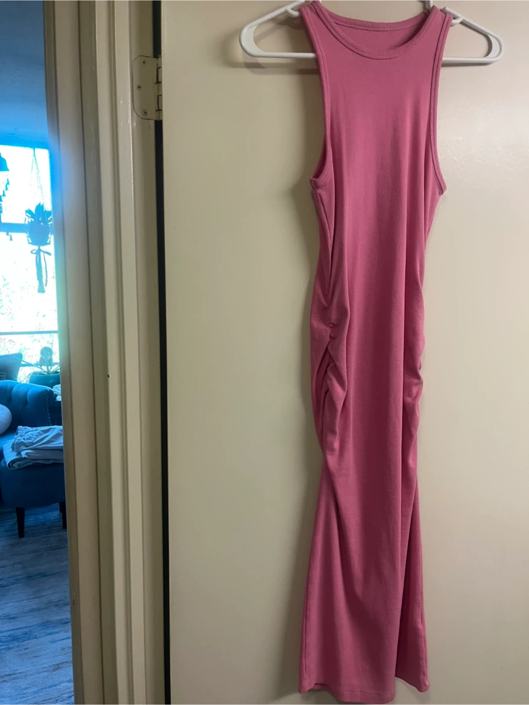 Pink Ribbed Maxi Dress