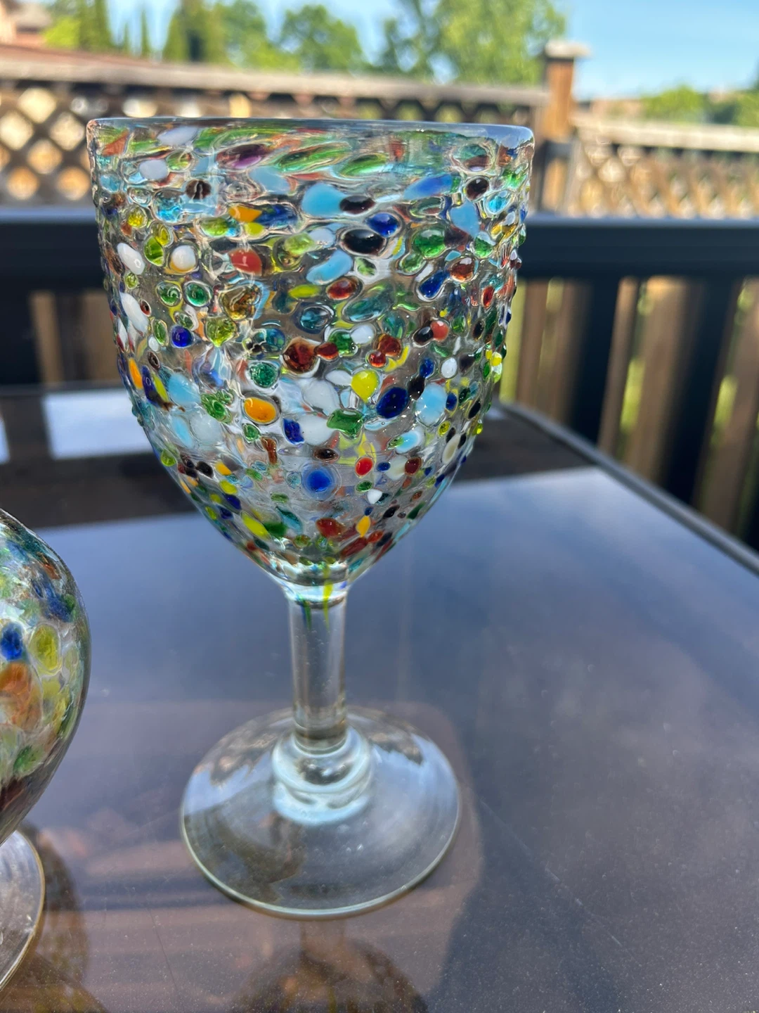 Murano Style Art Glass Vase and Wine Glasses Set - photo 2