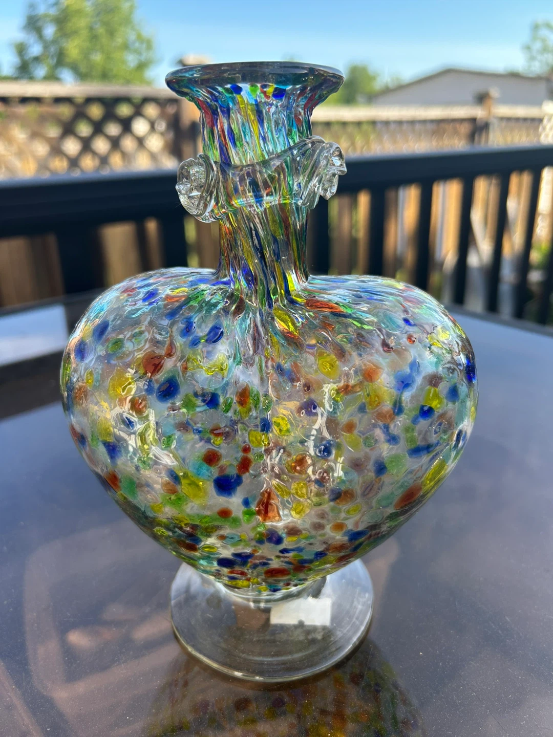 Murano Style Art Glass Vase and Wine Glasses Set - photo 3