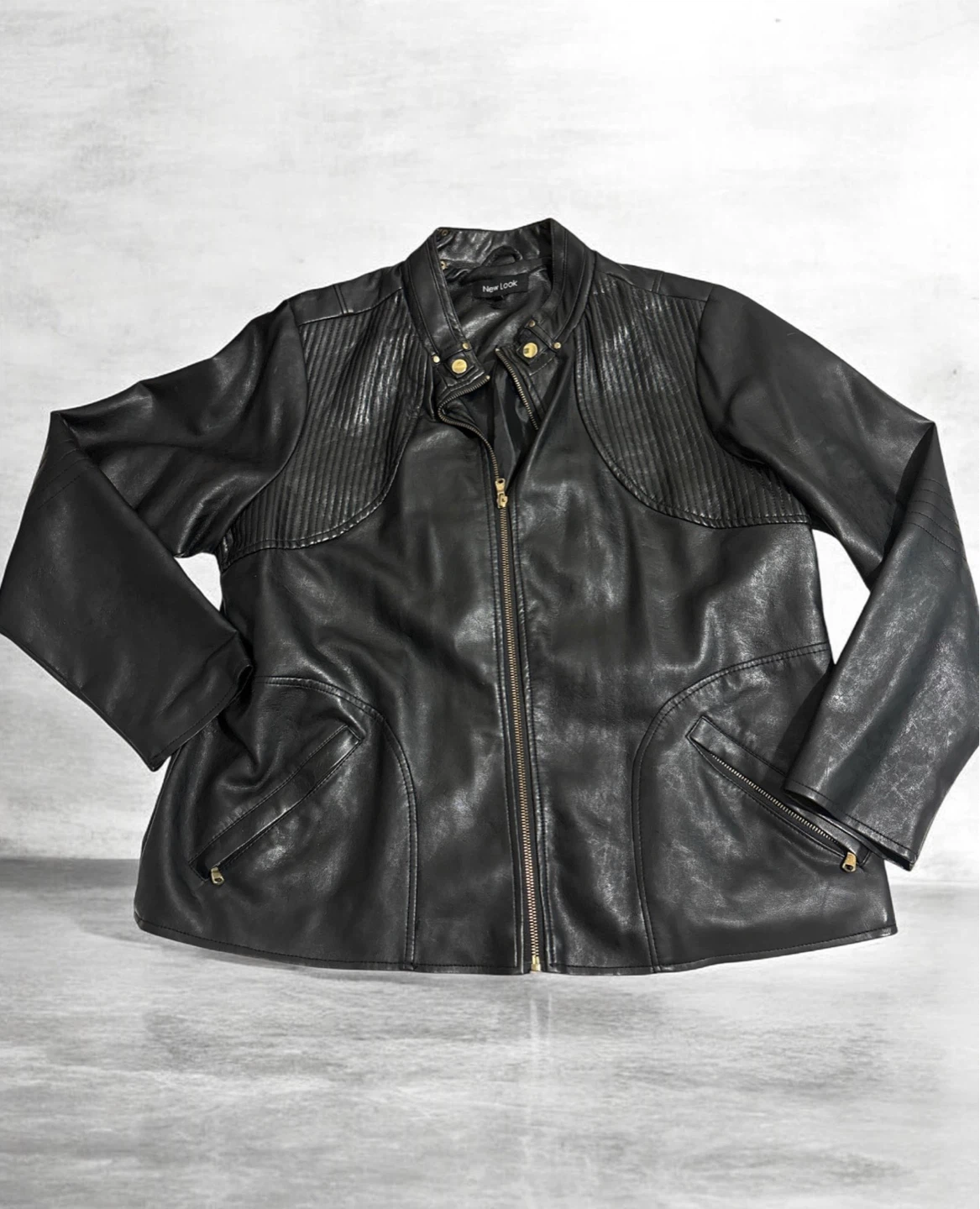 New Look Black Faux Leather Jacket 1X - photo 5