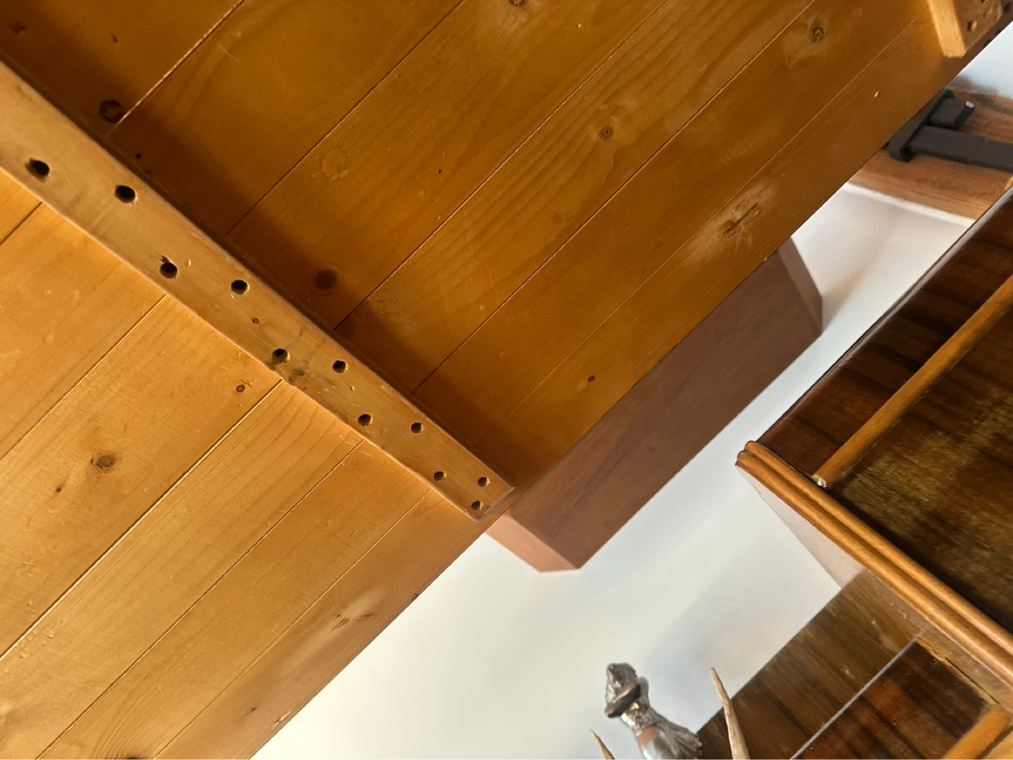 VINTAGE DARK PINE WOOD OFFICE DESK / CONSOLE TABLE - photo 4