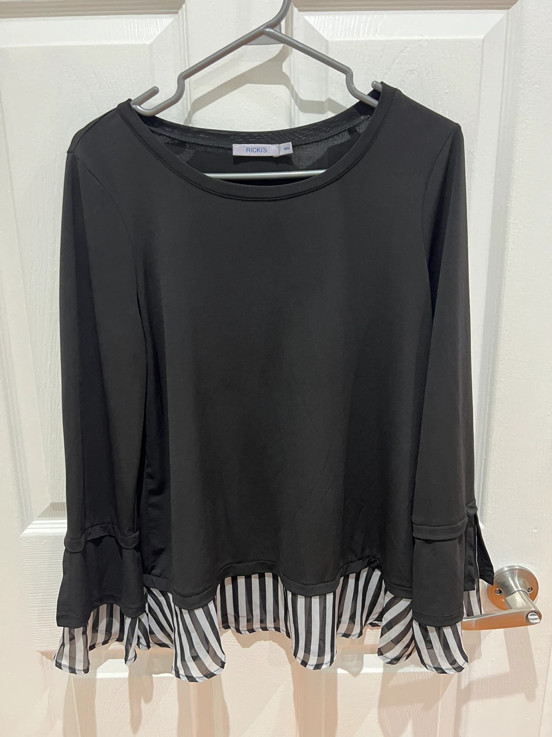 Ricki’s Women's Black and White Striped Blouse