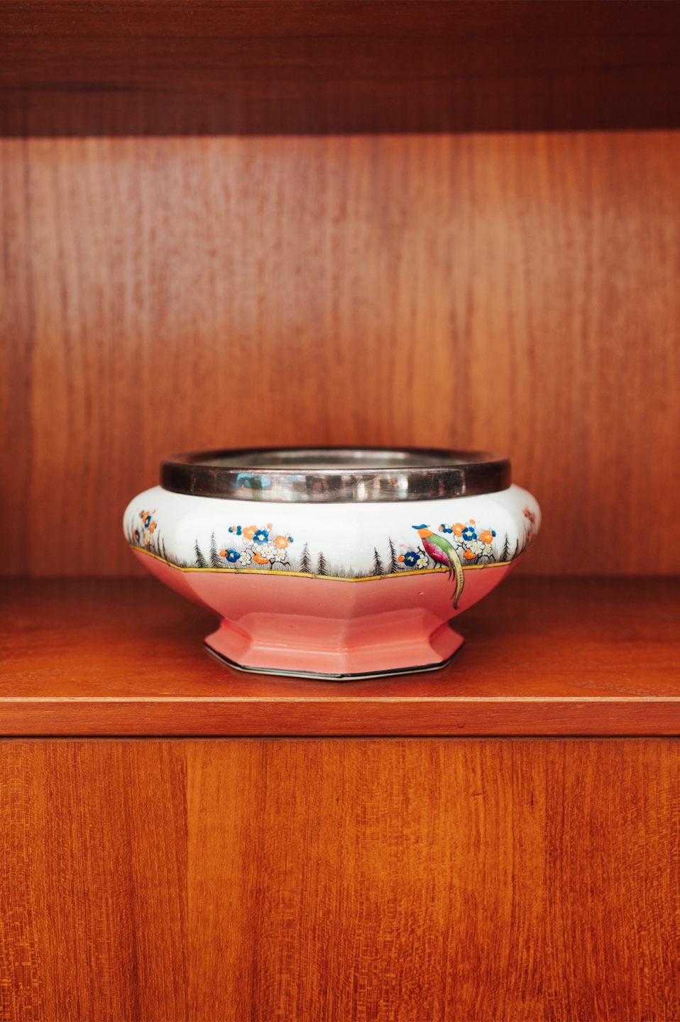 Vintage Art Deco Hand-Painted Glass Planter / Cachepot - photo 5