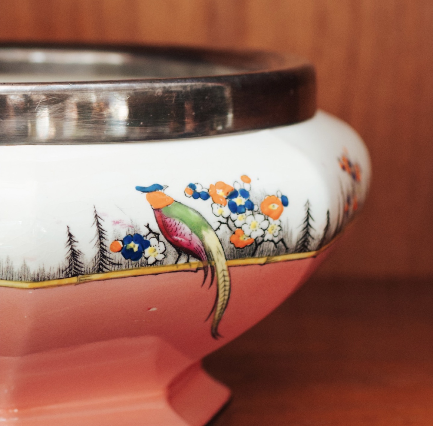 Vintage Art Deco Hand-Painted Glass Planter / Cachepot - photo 2