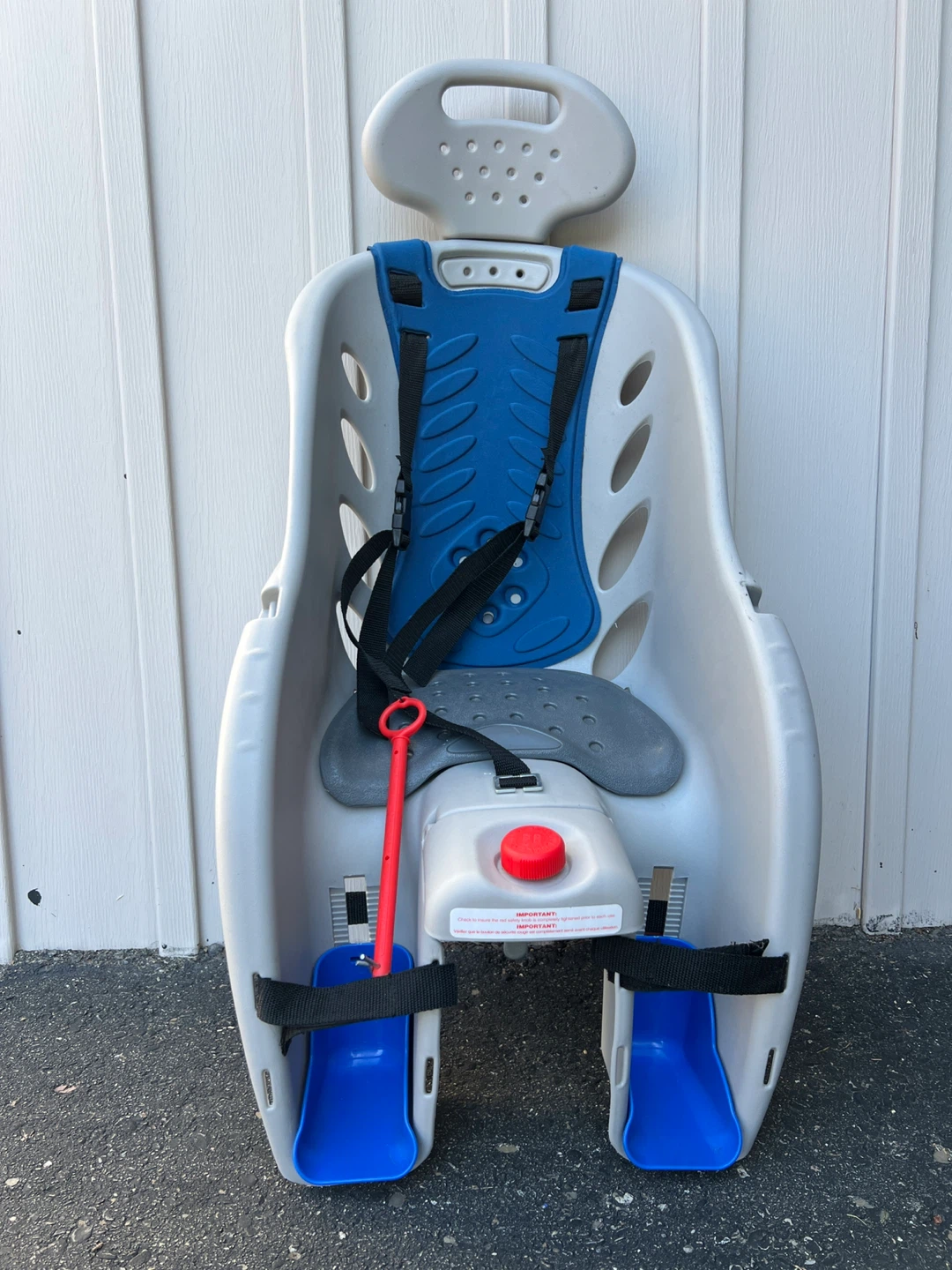 Grey Bicycle Child Seat with Blue Accents