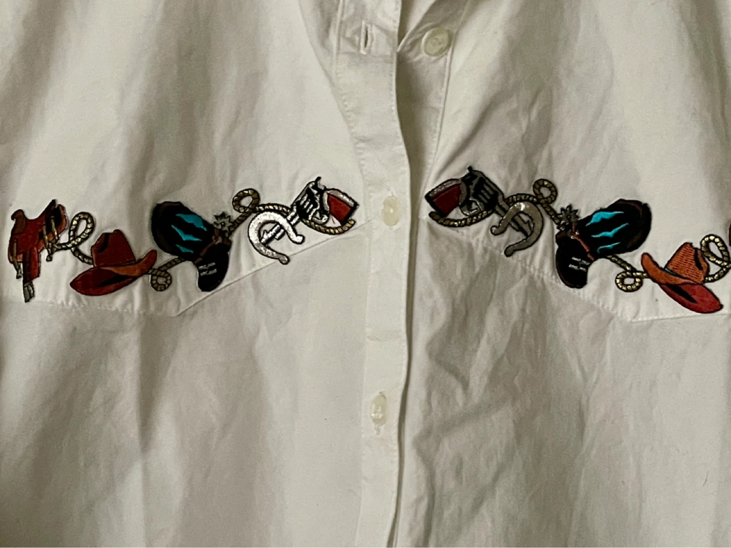 Deborah Murray Design White Embroidered Western Shirt - photo 2