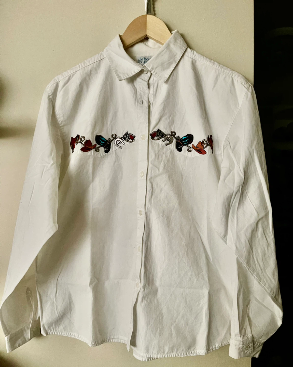 Deborah Murray Design White Embroidered Western Shirt