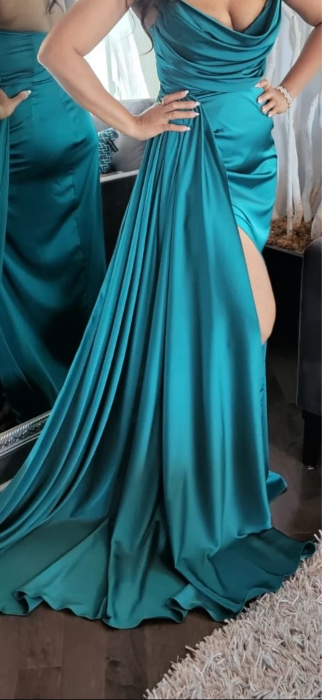 Emerald Green Satin Gown