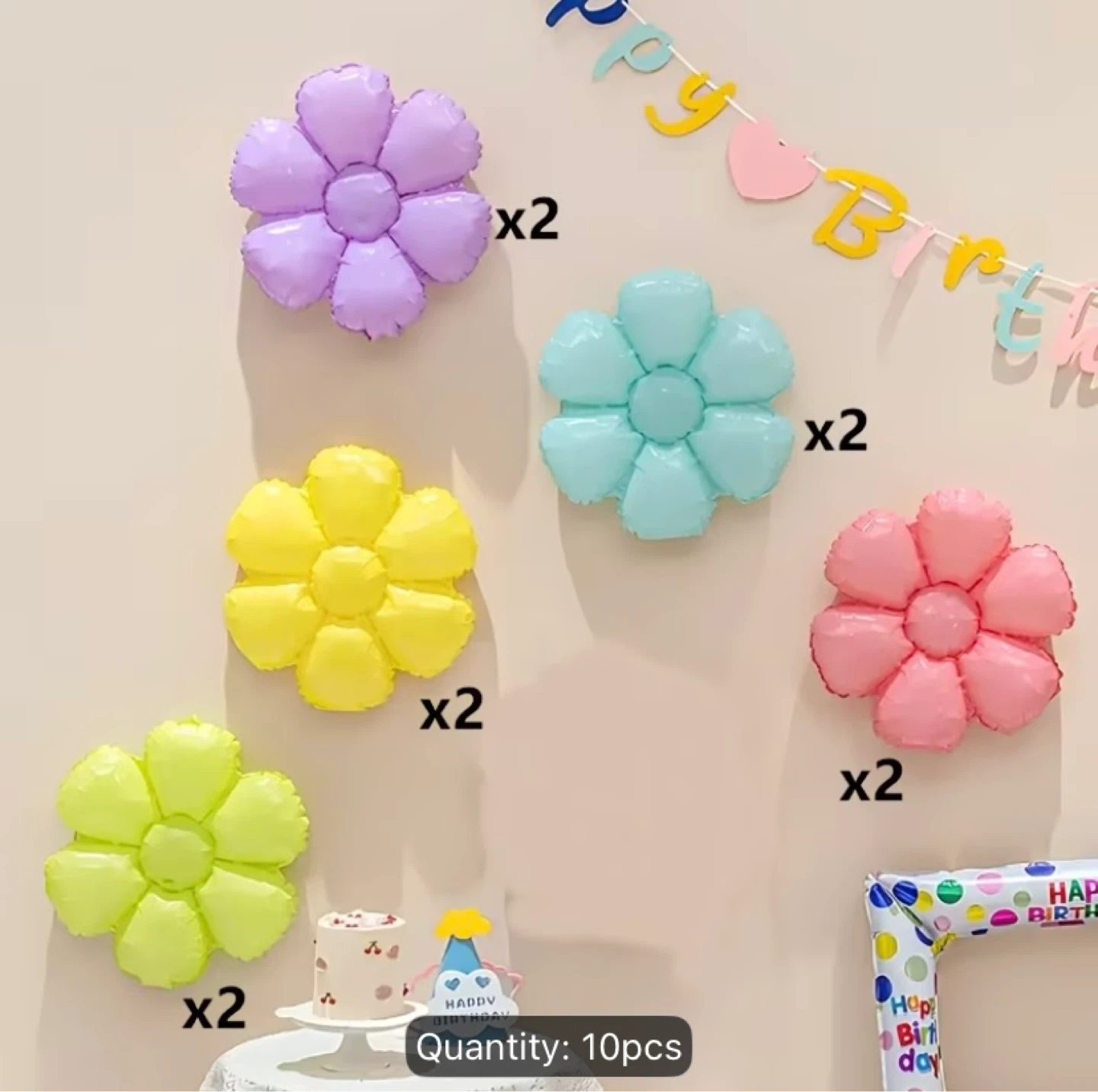 10pcs Flower Shaped Foil Balloons - photo 3