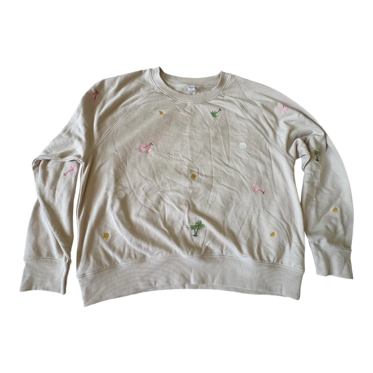 Cream embroidered sweatshirt with palm trees
