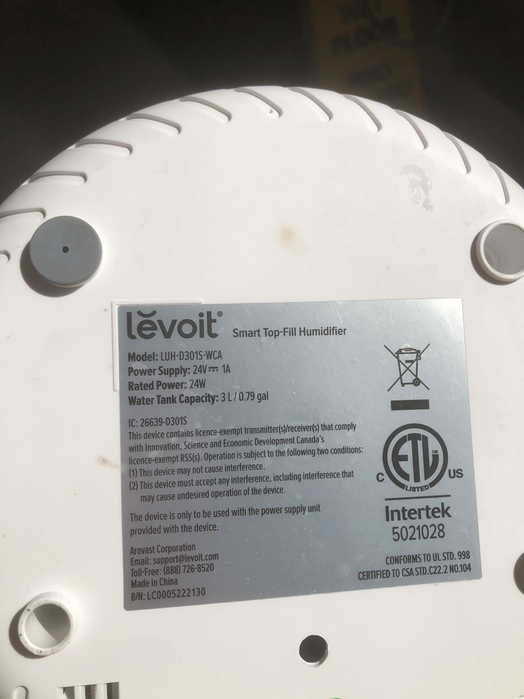 Levoit humidifier - photo 2