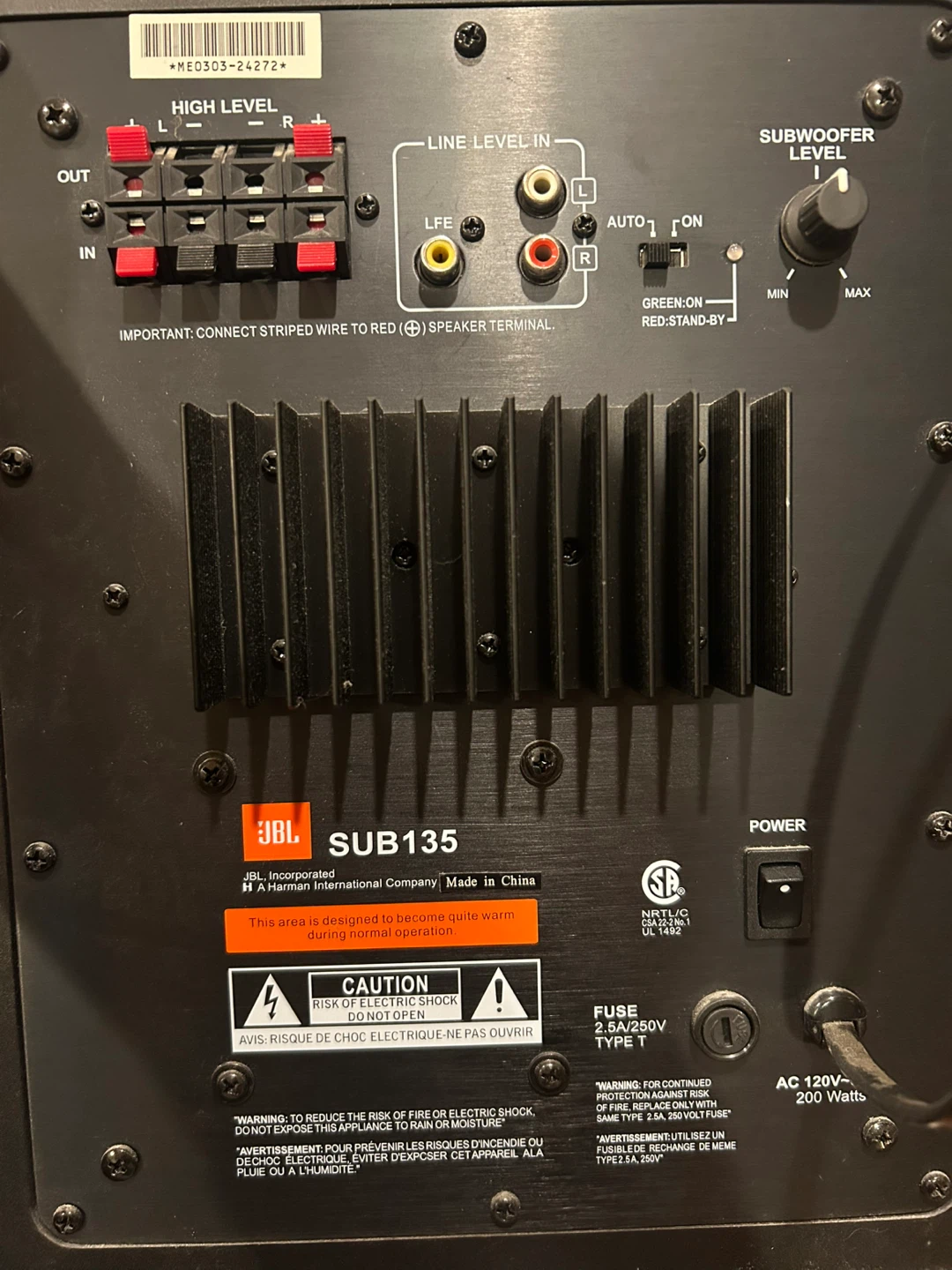 JBL SUB135 Subwoofer and 5 Satellite Speakers - photo 3
