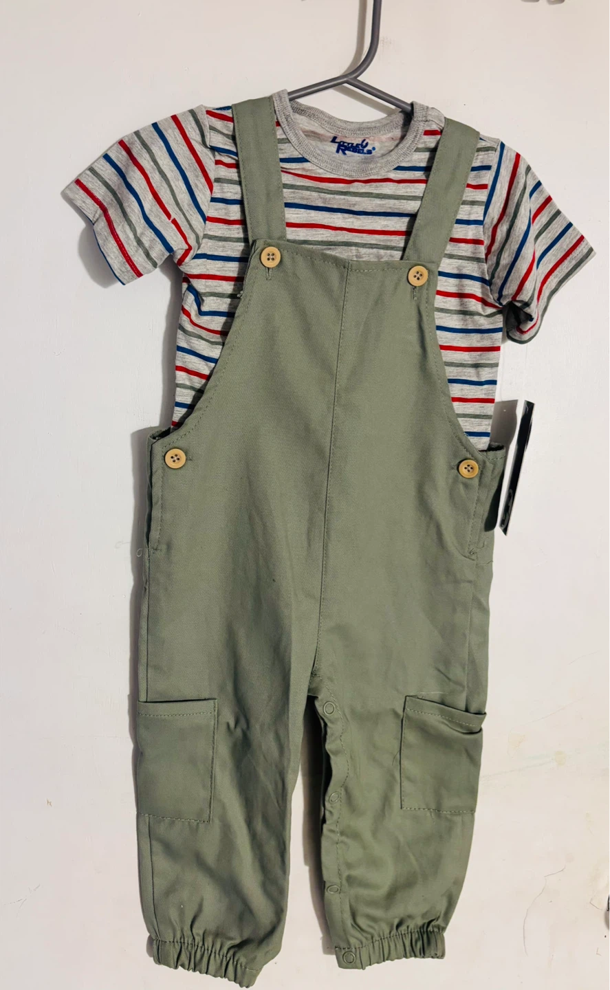 Little Rebels Baby Boys Striped T-Shirt and Overalls Set 2T
