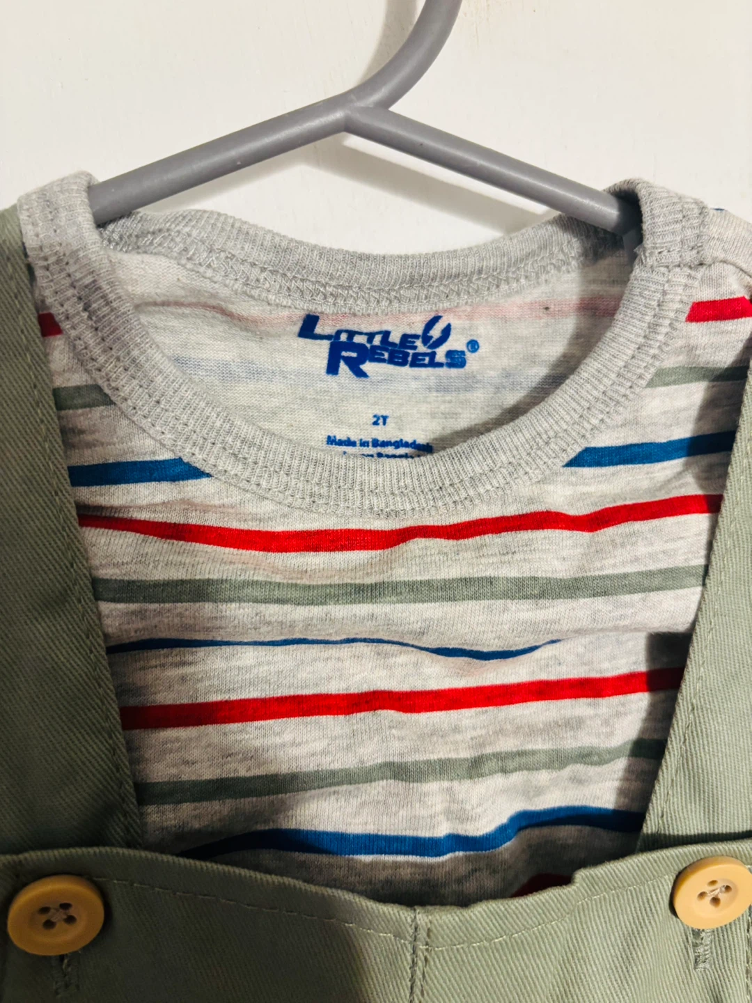 Little Rebels Baby Boys Striped T-Shirt and Overalls Set 2T - photo 2