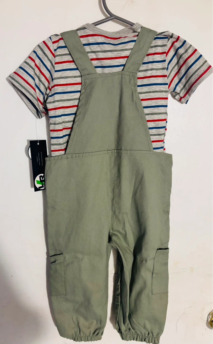 Little Rebels Baby Boys Striped T-Shirt and Overalls Set 2T - photo 3