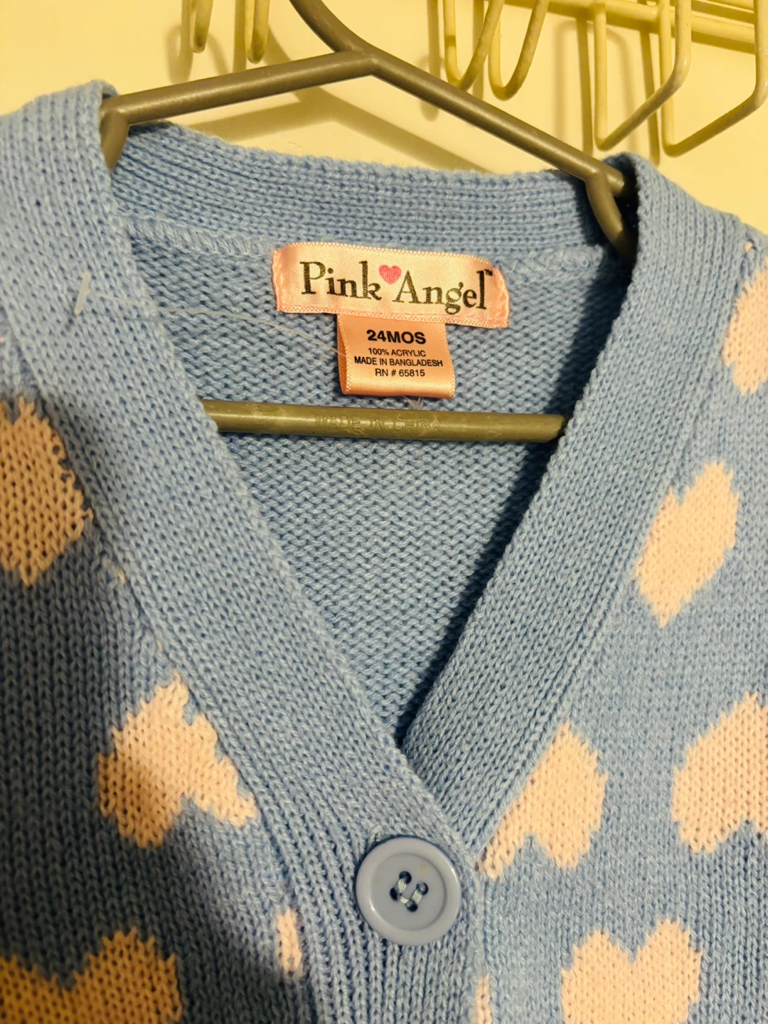 Pink Angel Baby Blue Heart Cardigan 24 Months - photo 2