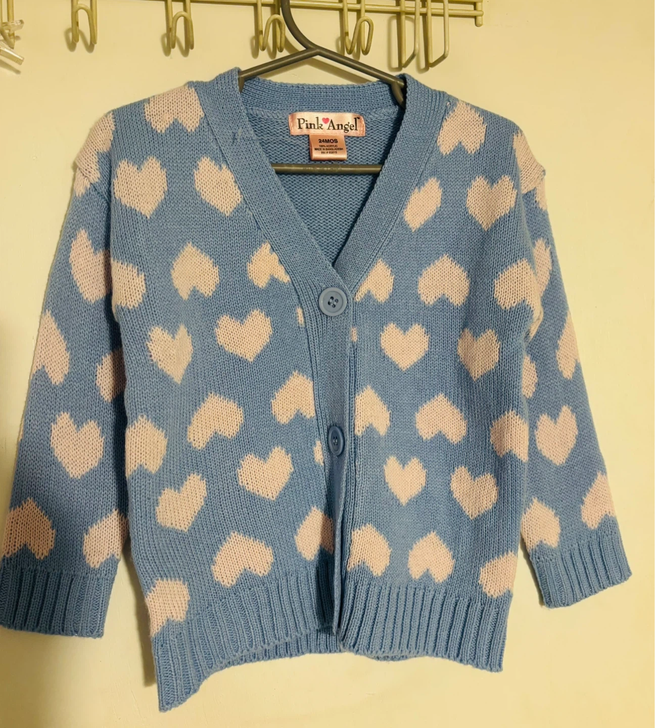 Pink Angel Baby Blue Heart Cardigan 24 Months