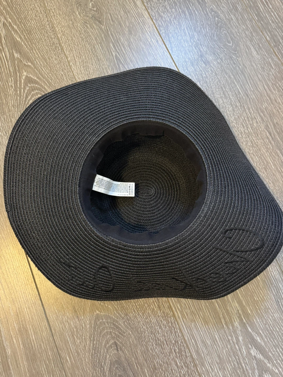 Black floppy sun hat with "Checkered" embroidery - photo 2