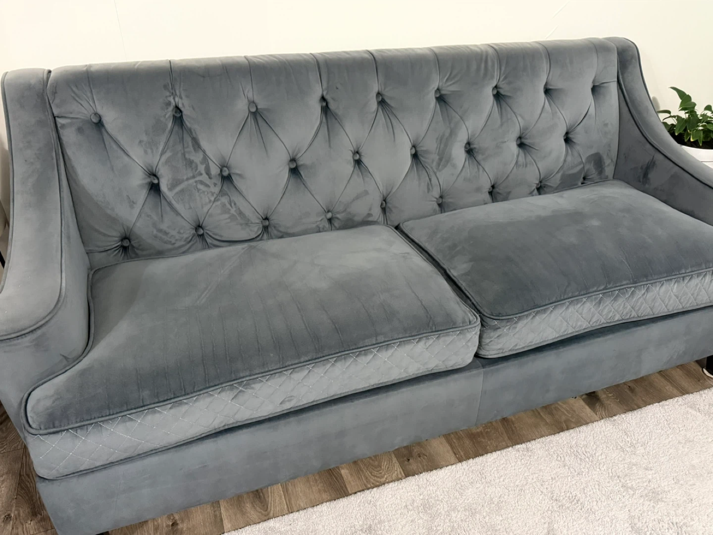 Grey Velvet Tufted sofa (set of 3) - photo 2