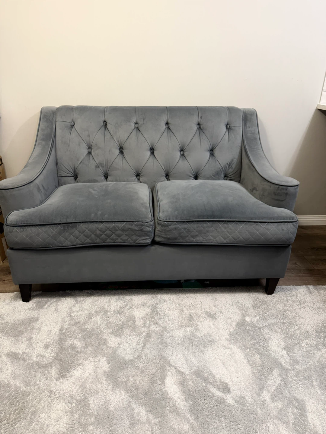 Grey Velvet Tufted sofa (set of 3) - photo 3