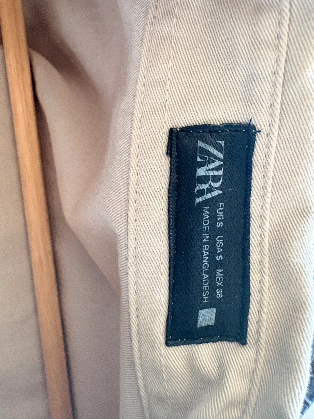 ZARA Long Sleeve Button-Up Shirt - Beige - photo 4