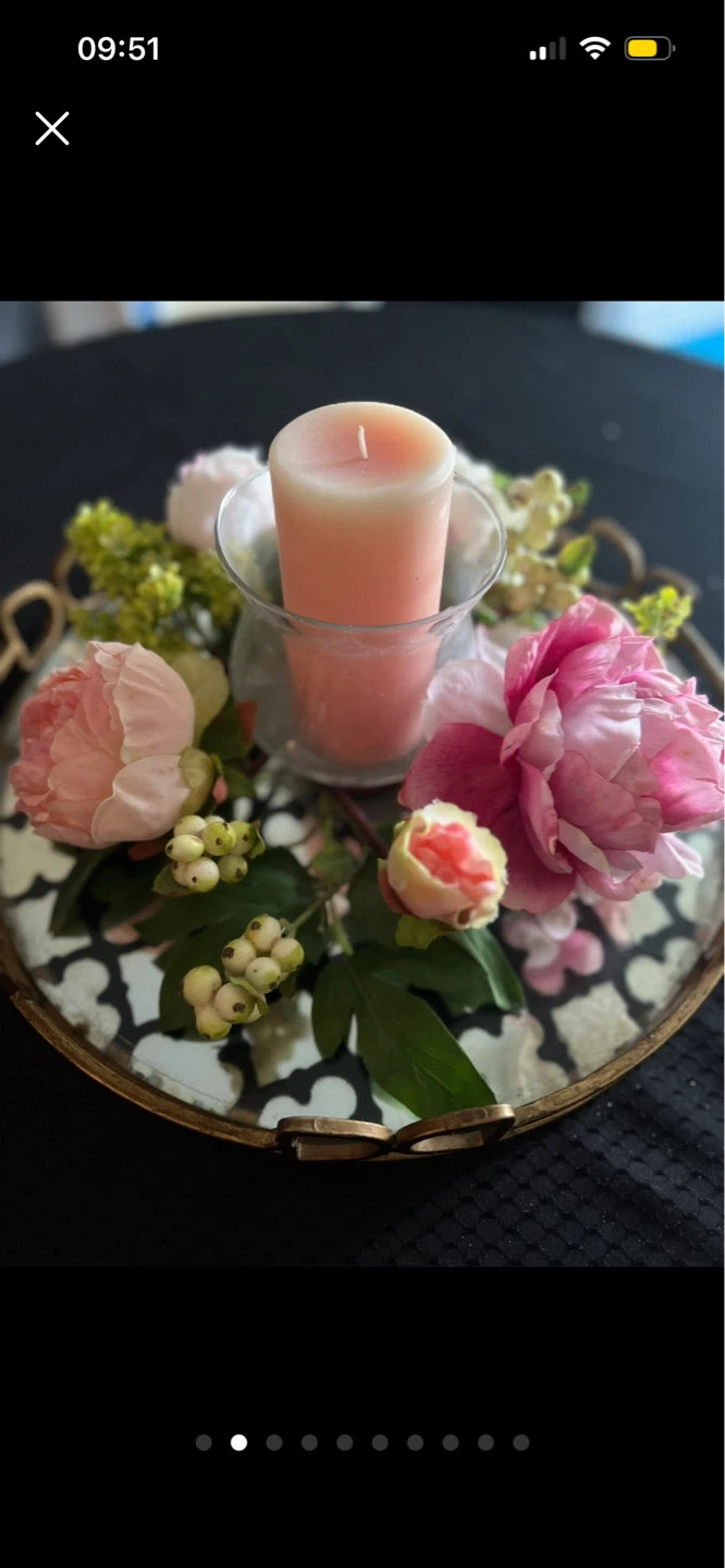 Candle with Floral Arrangement with decorative tray - photo 5
