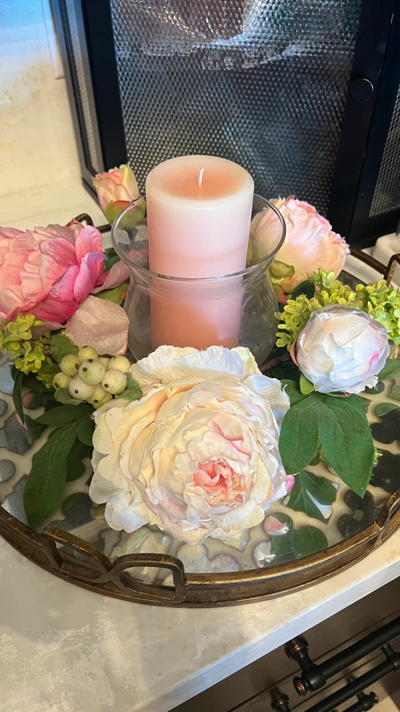 Candle with Floral Arrangement with decorative tray - photo 2