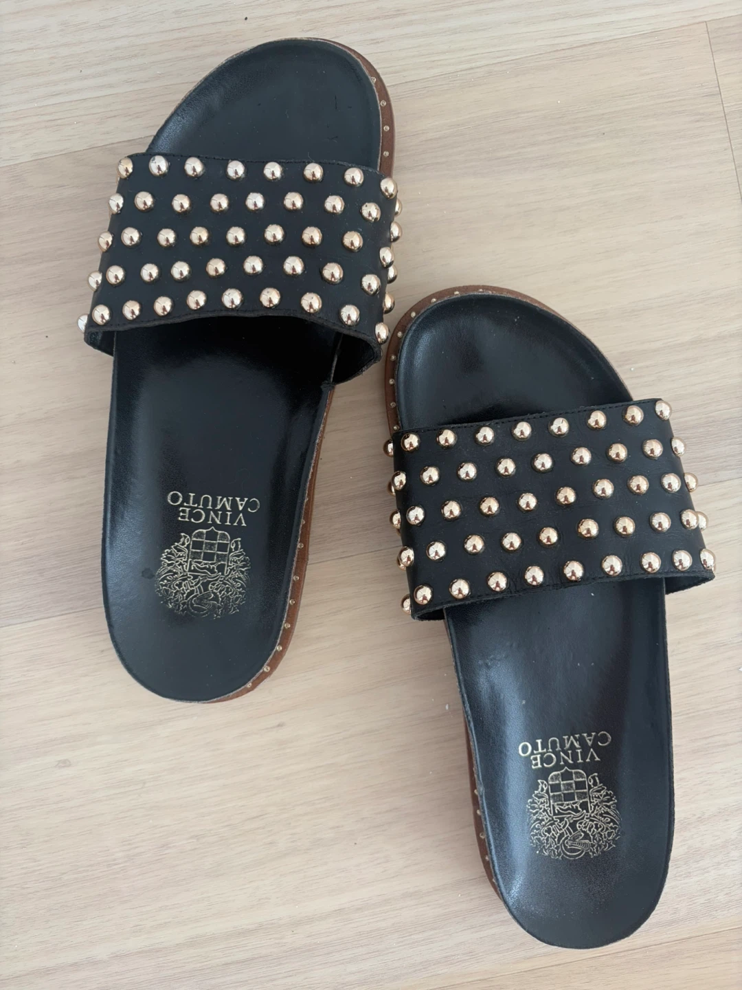 Vince Camuto Studded Black Slide Sandals