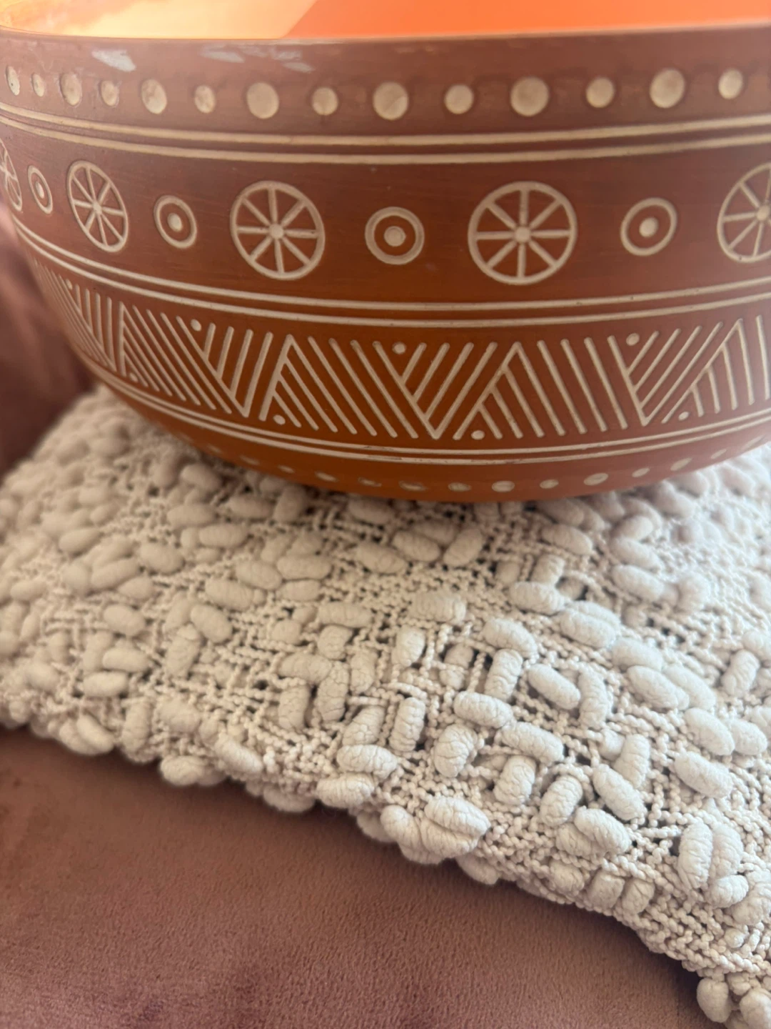 Terracotta Planter Pot with White Decorative Pattern - photo 2