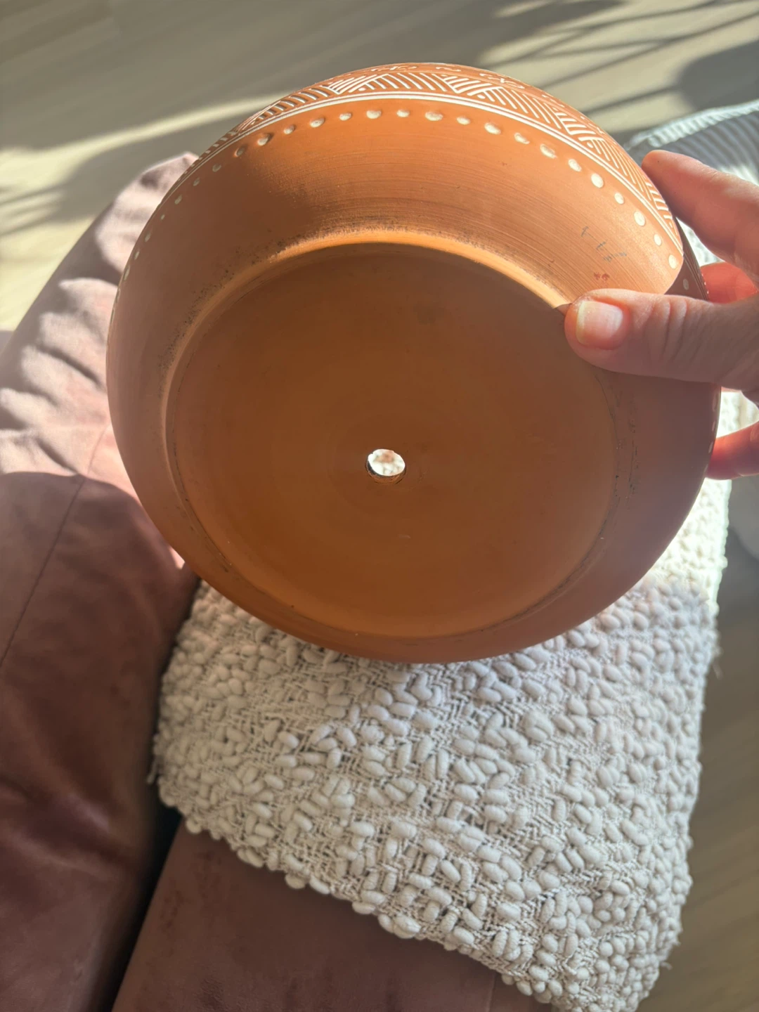 Terracotta Planter Pot with White Decorative Pattern - photo 3