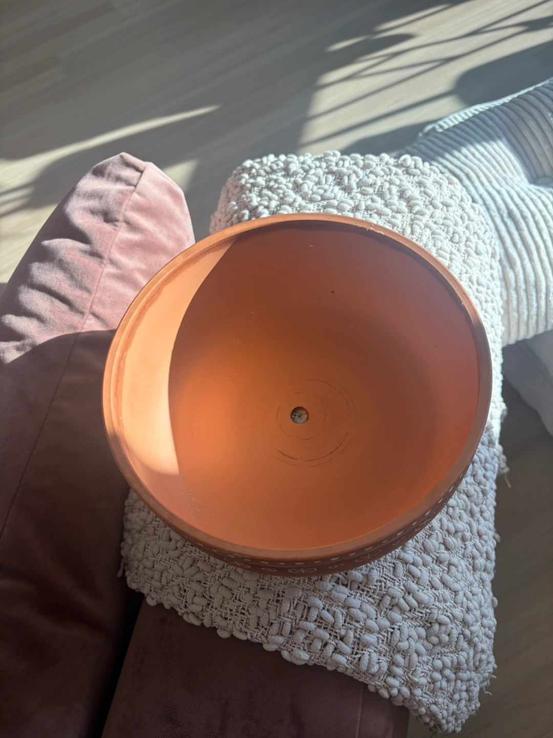 Terracotta Planter Pot with White Decorative Pattern - photo 4
