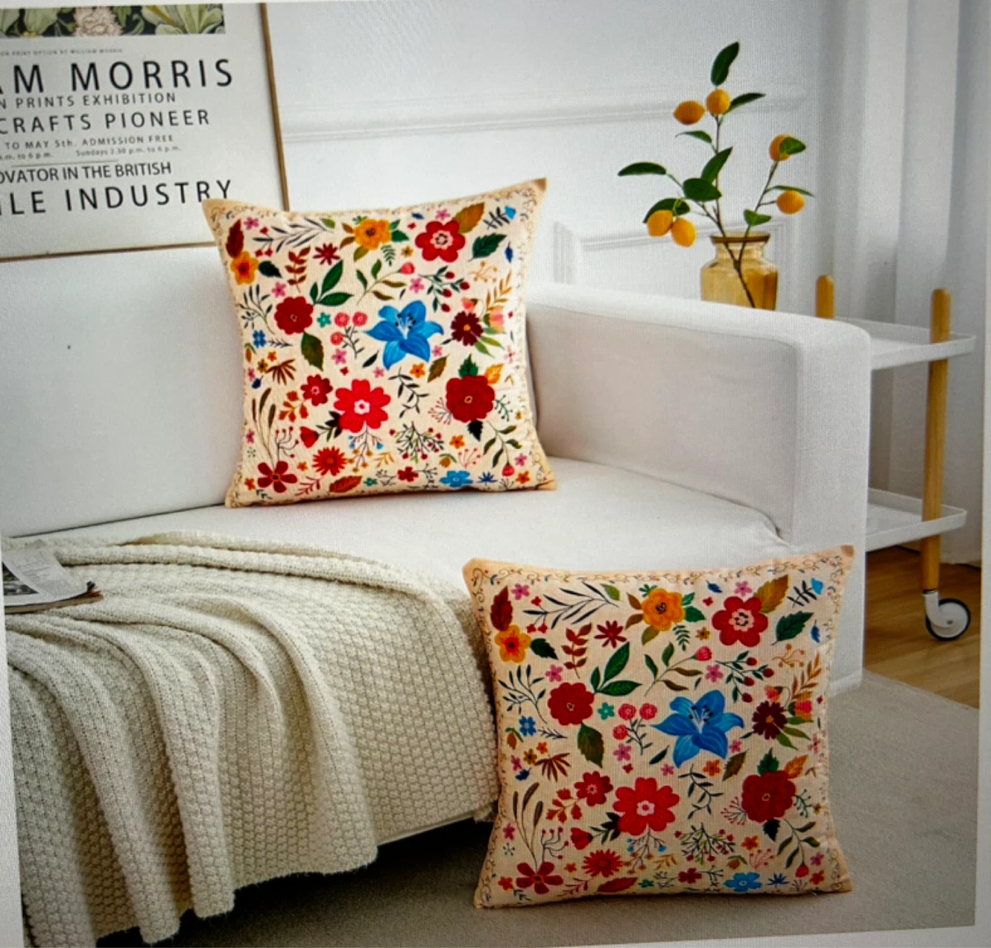 Floral Pillow Cover - 18x18 Inch